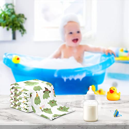 Image of Cute Toads Frogs Baby Muslin Washcloths Soft Face Towel for Newborns, 11.8 X 11.8 Inch, 3 Pack