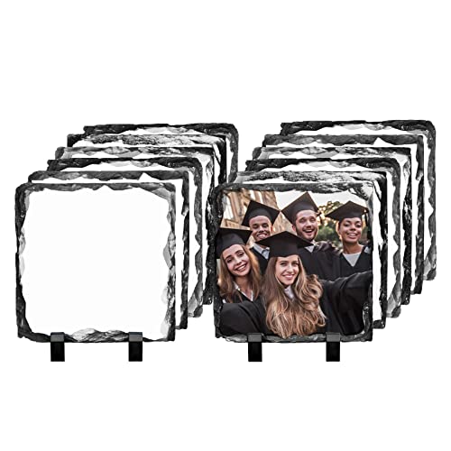 PYD Life 12 Pack Sublimation Blanks Photo Slates Frame Rock 5.5" x 5.5"