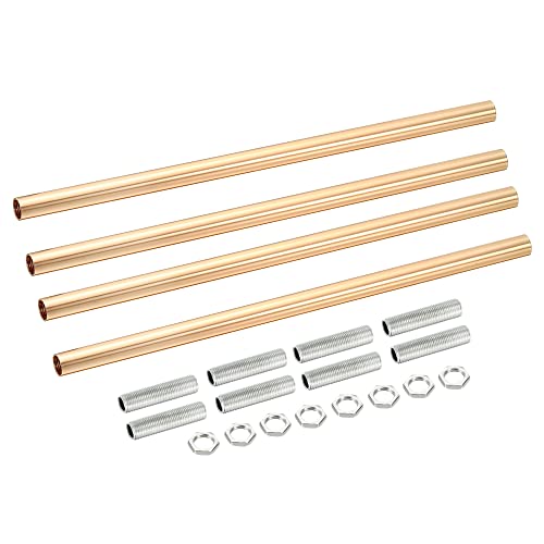 Image of MECCANIXITY Threaded Extension Rod, 9.8 inch Lamp Pipe with Connector Light Fixture for Pendant Light Island Lighting Chandeliers Stems, French Gold 4 Set