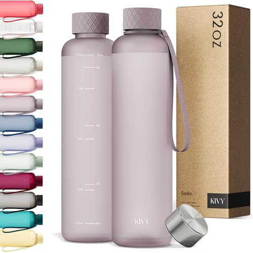 KIVY Slim Water Bottle 32oz [Lightweight & Shatterproof] - Reusable Tritan Water Bottle - Leak Proof...