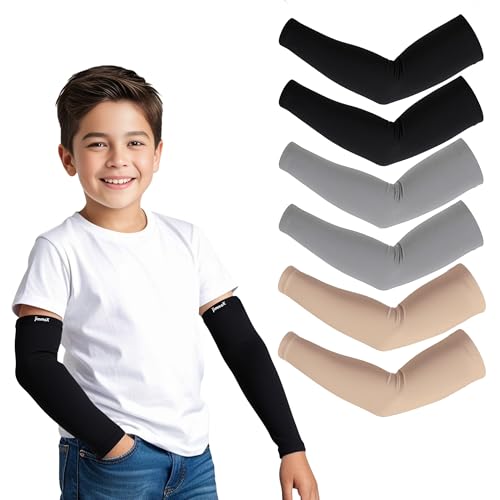 Image of Kids Arm Sleeves - Protective Arm Covers for Boys & Girls, Ages 5-13, UV Sun Protection, Perfect for Sports, Cycling, Running, and Outdoor Activities