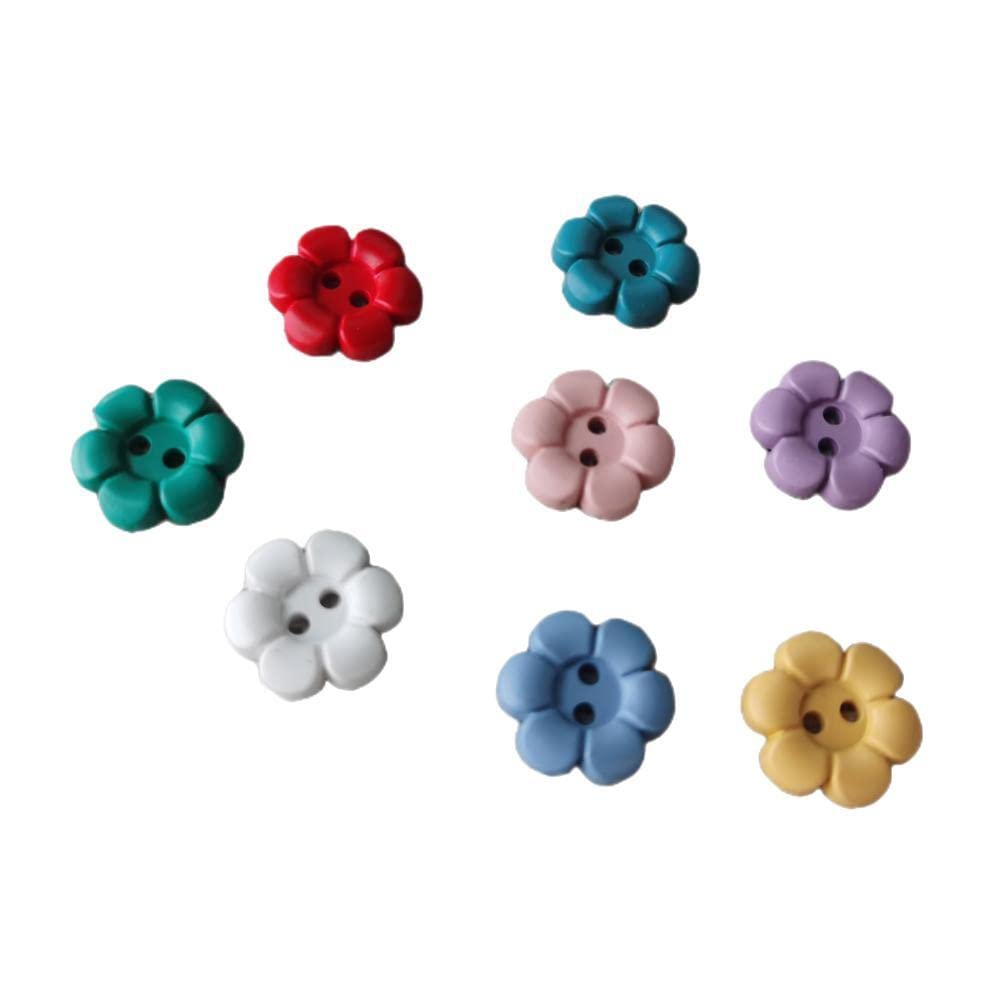 BaoQiu 36Pcs Nylon Sewing Buttons Assorted Colors 2/3 Inch 17mm Plastic Flower Buttons for Arts & Crafts Decoration Collections Two Holes Sewing Craft Buttons Favorite Findings Basic Buttons