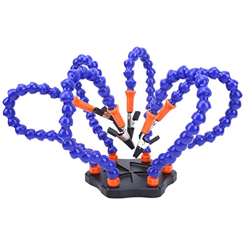 Station de soudage à six bras de troisième main, station de soudage à six bras, pied mobile en alliage d'aluminium durable pratique pour l'installation de drone Rc Modification de drone Rc