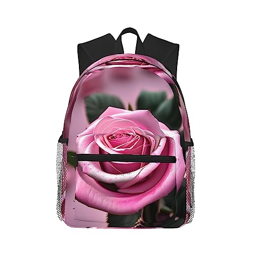 Sac à dos d'université noir et rose unisexe léger taille unique avec poches