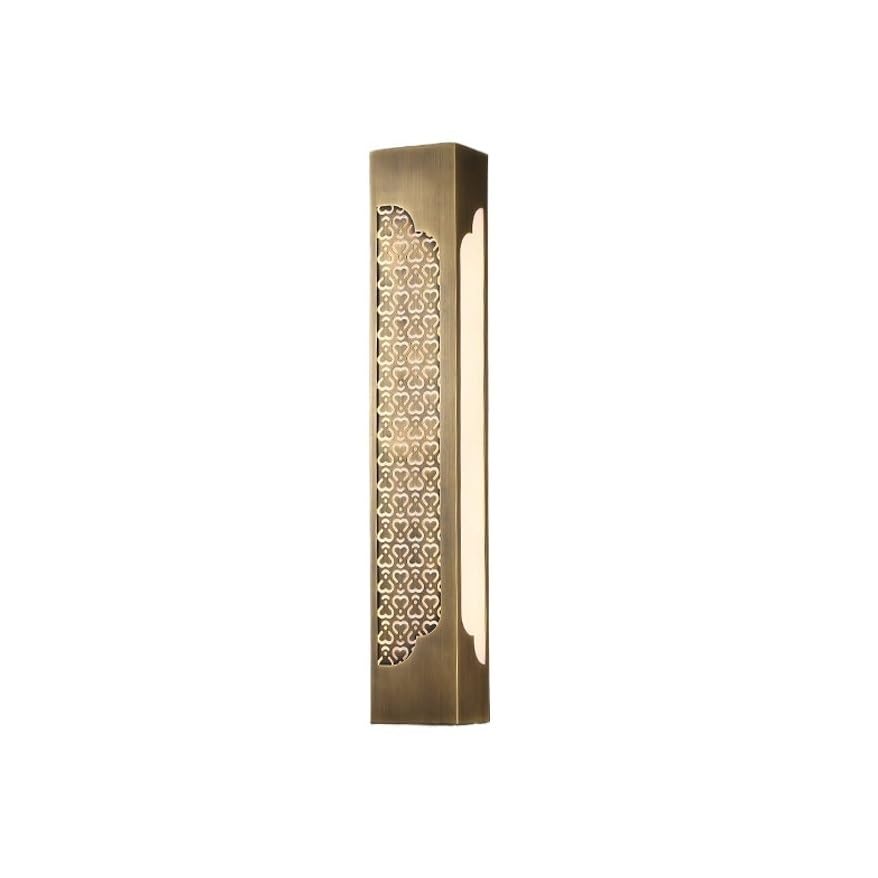 Lámpara de pared rectangular larga de latón con aplique interior y diseño acrílico esmerilado