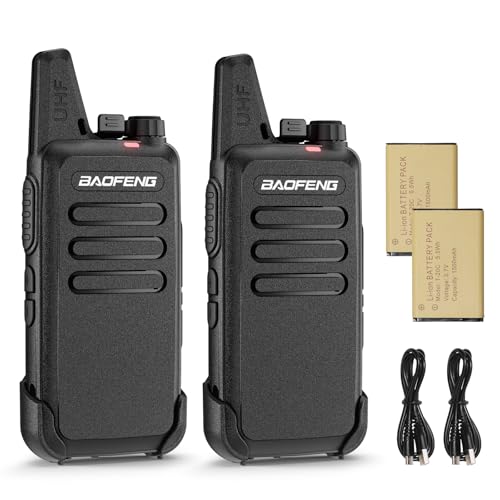 Baofeng T22 Walkie Talkie Set, 16 Kanäle PMR446 Funkgerät mit 1500mAh Akku & USB-C, Tragbares Wiederaufladbares Handfunkgerät für Gastronomie, Hotel, Lager und Baustelle (2er-Pack)