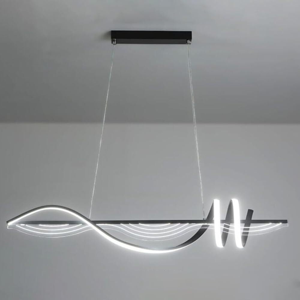 Vfdaswqq Black Lamp, Chandelier 46W Long Strip 39. 3" Adjustable Living Room Dinning(,6000K White Light)
