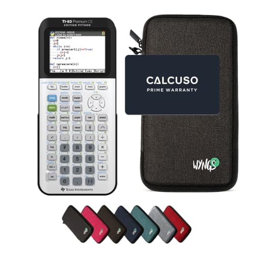 TEXAS INSTRUMENTS CALCUSO Pack économique: TI 83 Premium CE Python Edition Calculatrice Graphique + étui de Protection WYNGS Gris foncé + Garantie étendue de CALCUSO