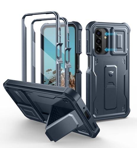 Dexnor for Samsung Galaxy A17-5G Case, [2 Front Frame] [Bulit-in Magnetic Slide Camera Cover & Kickstand] Heavy Duty Protection Shockproof Samsung A17-5G Case with Screen Protector, 6.7 inch Navy Blue by Dexnor - Used condition - US$22.46