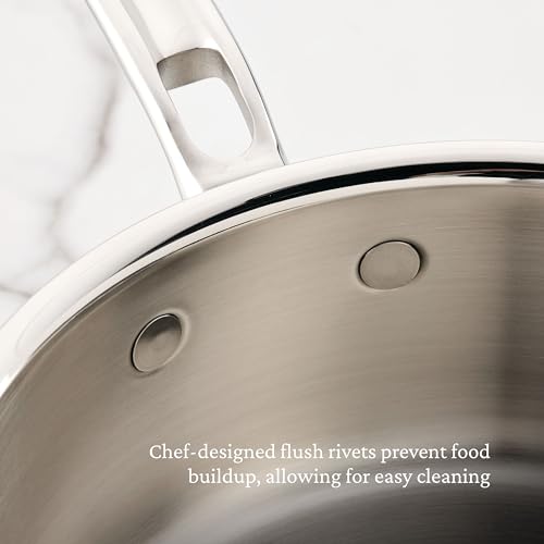 Image of Hestan ProBond Luxe Saucepan with Lid, 2 Quart Polished Tri-Ply Stainless Steel - Professional Clad Cookware, Induction Compatible, Oven Safe