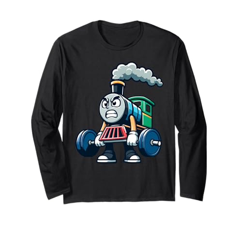 Divertido tren gimnasio peso muerto barra levantamiento hombres mujeres niños Manga Larga