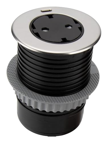 Prise encastrable affleurante Schuko + USB-C - Noir - Otio