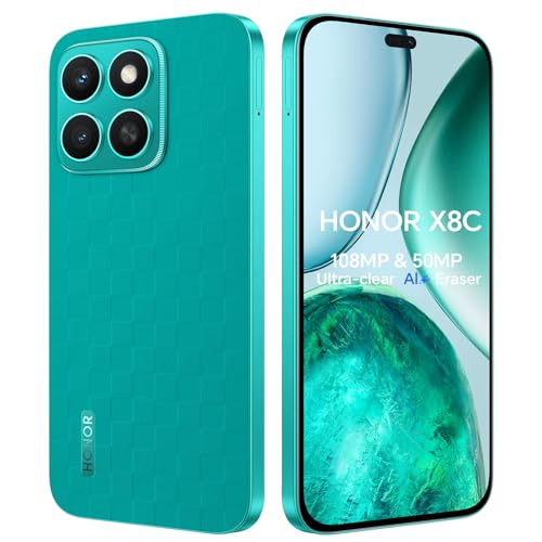 HONOR X8C 4G Smartphone 8GB 256GB, 108MP+50MP, 6.7' AMOLED 120HZ, Batería 5000mAh, Android 15, Dual Sim, IP64, Google Play, Verde（sin Cargador）