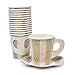 Gift Boutique 24 Disposable Tea Party Cup and Plates, Paper Teacups & Saucer with Handle for Birthday Princess Floral Tea Party Baby Shower Decoration