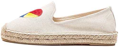 Image of Women's Casual Flat Cap-Toe Slip on Platform Canvas Espadrilles Smoking Slipper Loafer