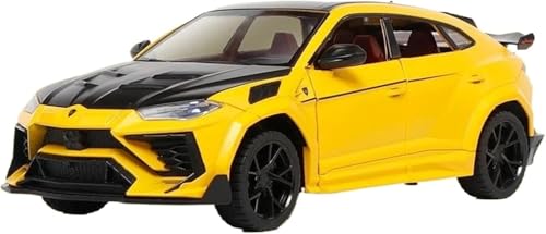 Image of 1:24 Lambos Urus Bison Mansory SUV Diecast Model - Alloy Body Pull Back Car with Light & Sound, Openable Doors - Collectible Vehicle Toy Gift for Kids & Car Enthusiasts (Yellow)