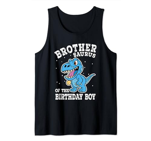 Brother Dinosaur Blue Family Matching Birthday Boy Party Camiseta sin Mangas