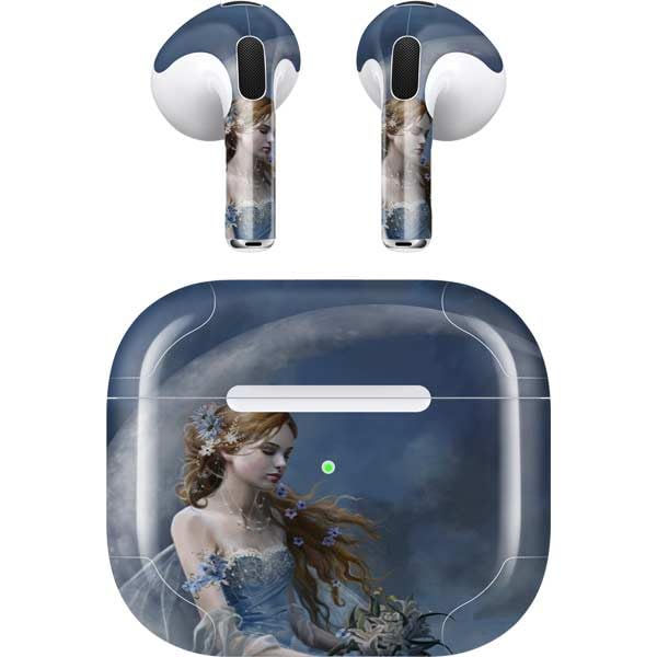 Skinit Decal Audio Skin Compatible with Apple AirPods (3rd Gen, 2021) - Nene Thomas Fairy with Black Cat Sitting on Moon by Nene Thomas Design