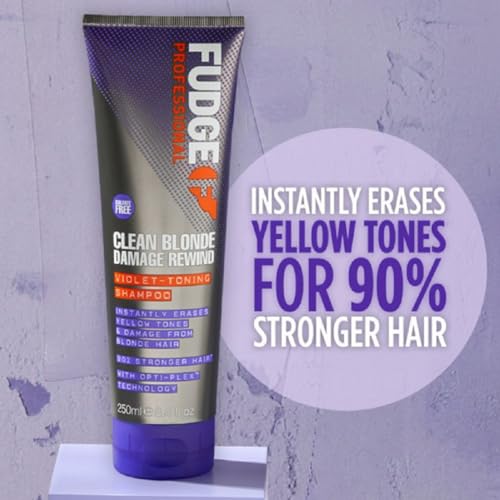 Fudge Professional Clean Blonde Damage Rewind Shampoo, Intense Purple Toning for Blonde hair, Bond Repair Technology, Sulfate Free, 250 ml - Image 6