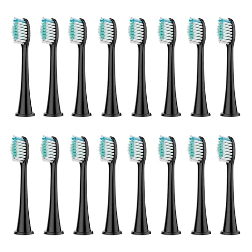 Philips Sonicare DiamondClean HX3/HX6/HX9�V���[�Y�d�����u���VHX6064�ƌ݊����̂���8�̌����p�u���V�w??�b�h(16Pcs Black)