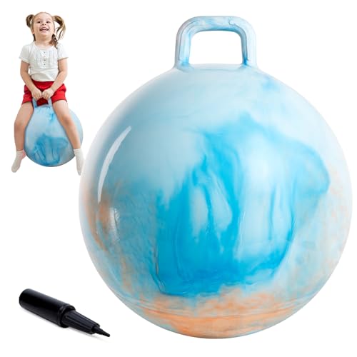 Upper Rider Clouds Hopper Ball for Kids,20 Inch Bouncy Ball with Handle,Inflatable Hopping Toys for Boys Girls Aged 6-12, Indoor Outdoor Jumping Toys Gift with Pump