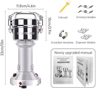 Goldtouch - High speed electric bean grinder made of stainless steel for private and commercial use, ideal for dried wheat, corn, pepper, coffee, beans and