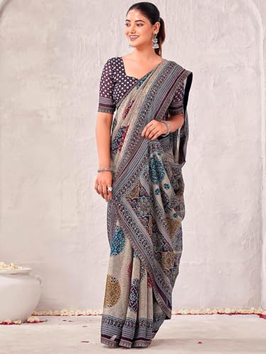 Image of SIRIL Women's Georgette Printed Saree with Unstitched Blouse Piece