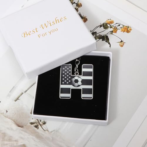 Bag Charms Initial A-Z Letter Keychain Bag Charm Soccer Keychain for Handbags Sports Bag
