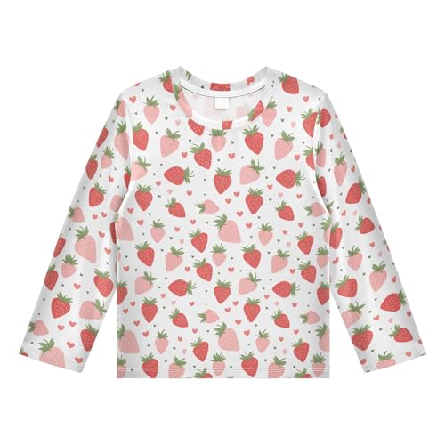 Strawberry Love Pattern Boys Rash Guard Swim Shirts Long Sleeve UPF 50+ Quick Dry Sun Protection Shirt Swimsuit Surf Tops for Toddler Kid Girl Fishing Swimming Outdoor 3T