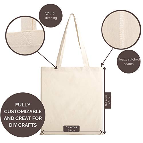 POLHIM Hoogwaardige stoffen zakken, zakken voor wasgoed, sport, winkelen, levensmiddelen, milieuvriendelijke, herbruikbare jute zakken met handgrepen, onbedrukte natuurlijke kleur, 38 x 42 cm, 25 - Image 3