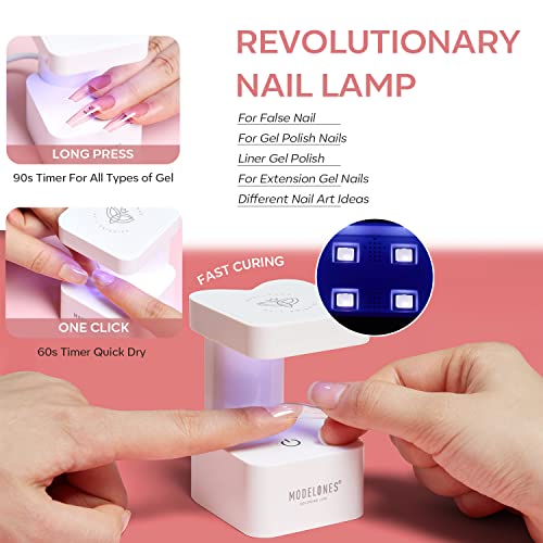Modelones Nail Tips And Glue Gel Kit, Gel X Nail Kit With 4 In 1 Nail Glue Gel, 500Pcs Half Matte Coffin Nails And Portable U V Led Nail Lamp Fast Nail Extension Set Valentines Day Gifts For Women #TOP1