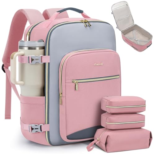Image of LOVEVOOK 50L Travel Backpack for Women & Men, Airline Approved Carry On Luggage with 3 Packing Cubes, TSA Overnight Bags, Waterproof Personal Item Bag, Weekender Essentials Backpacks fits 17 inch Laptop