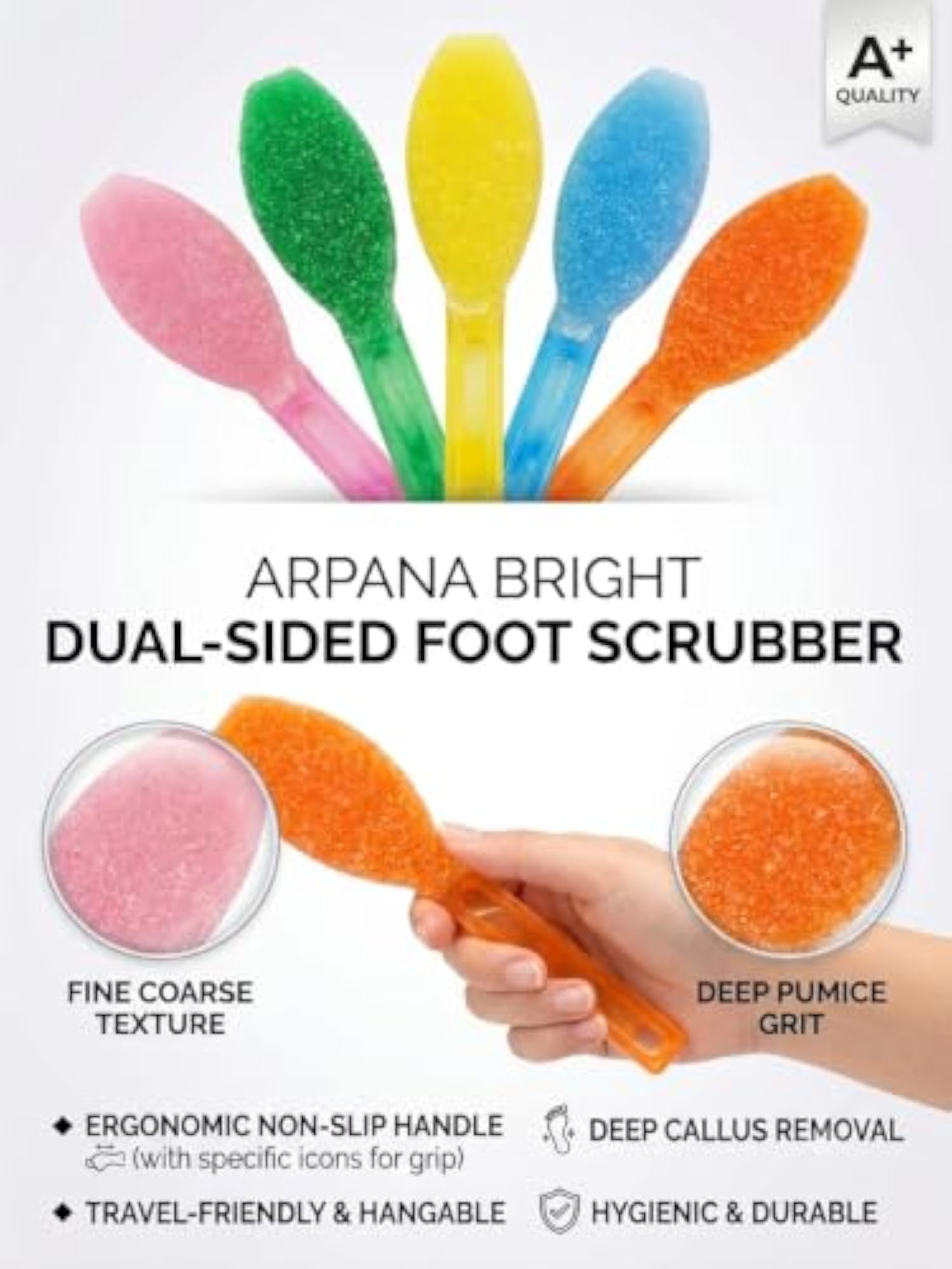 Dual-Sided Foot Scrubber, Pack of 2, Multicolour