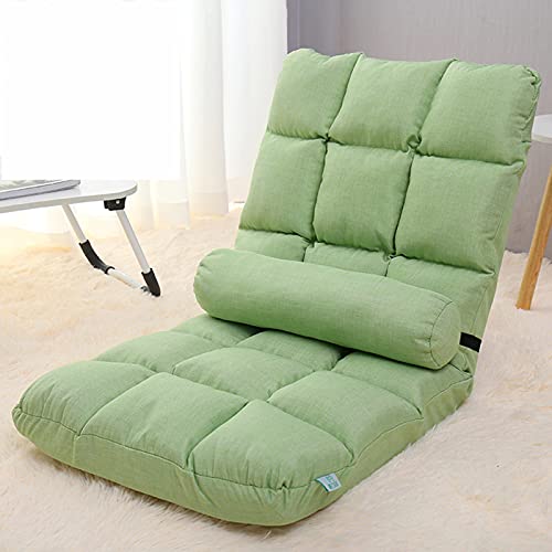 Chaise Paresseuse À Étage, Coussin De Méditation Pliable, Chaise De Loisirs Réglable avec Dossier, Rembourrage en Tissu De Lin, Fauteuil De Jeu, Balcon De Salon Tatami,Green a