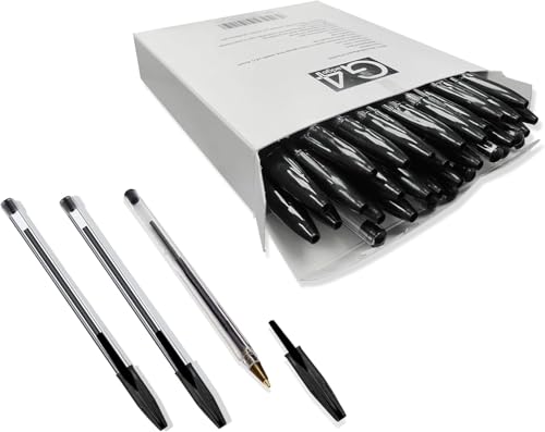 G4GADGET Pack of 50 Black Pens - Medium Tip Fluent Smooth Writing Black Biro Ballpoint Pens - Image 6