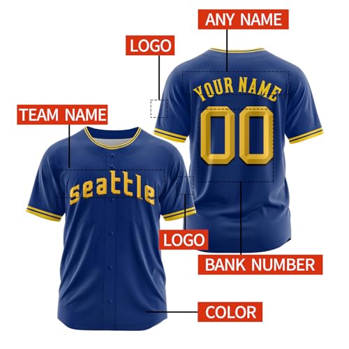 Camiseta personalizada de béisbol City Connect - Camisetas de béisbol impresas/cosidas para hombres, mujeres, jóvenes, niños (Azul - 18) miniatura 4