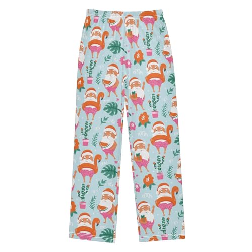 Aloha Santa Claus Cactusxmas Santa Claus Boys Long Pants Soft Trousers Elastic Waist Kids Lounge Bottoms with Pockets S-XL