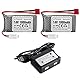 ZYGY 2PCS 7.4V 1000mAh T-Stecker Lithium Batterie + 2in1 Ladegerät für 18858 18859 18859A 18859E HM163 HM164 35-DJ03 35-DJ04 SN-DJ02 16889A 16890 2845 2846 Q901 Q902 Q903 RC Auto Drohne