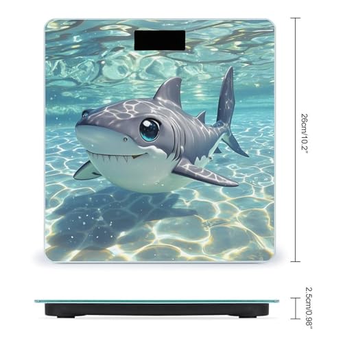 Báscula digital de baño con tiburón flotante y pantalla LCD miniatura 2