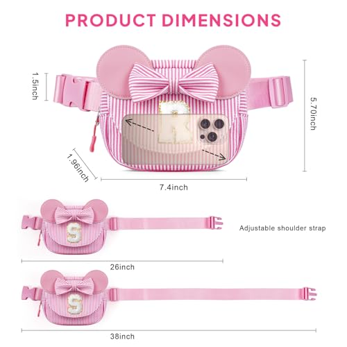 Image of Birthday Gifts for 4 5 6 7 8 9 10 11 12 13 Year Old Girls - Personalized for Teens Kids Daughter Sister Her | Birthday Gifts for Kids | Initial Belt Bag | Bean Pink K