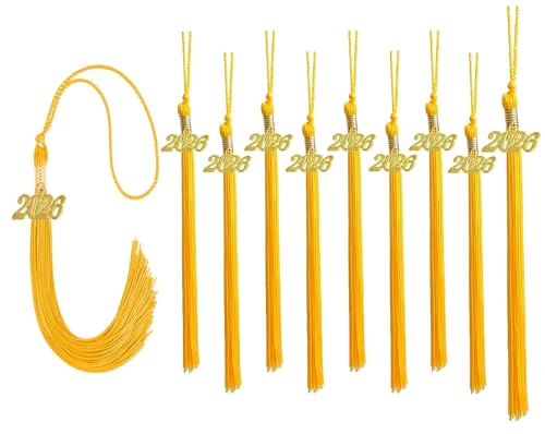 GRADFTY 2026 Graduation Tassels Bulk Gold Tassels 2026 for Grad Cap and Graduation Ceremony Accessory Decoration 10 Pieces