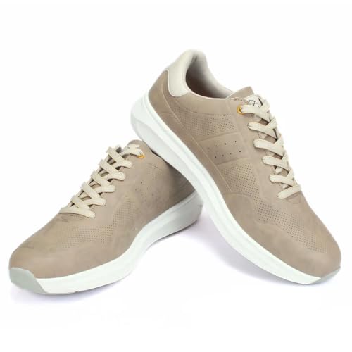 Image of Red Chief Men's Sneakers | Lace-Up Low Ankle Shoes for Everyday Wear | Stylish & Comfortable Trendy Footwear | Beige (C6007)
