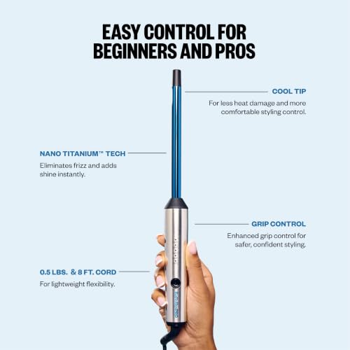 Image of BabylissPRO Nano Titanium Professional Curling Wand For All Hair Types, Reaches 430 Degrees For Long Lasting Curls