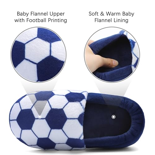 festooning Toddler Boys Girls Football Slippers Soft Fuzzy Slip-Ons Little Kid Warm Indoor House Slipper Shoes3