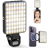 撮影用ライト, [USB充電式+磁気吸引] Diyife スマホ ライト, 自撮りライト,128 LED 10色モード 3段階調光小型 クリップ式 リングライト, リングライト, 会議/スマホ/ビデオ/Vlog/写真/自撮り/動画撮影用，持ち運びに最適