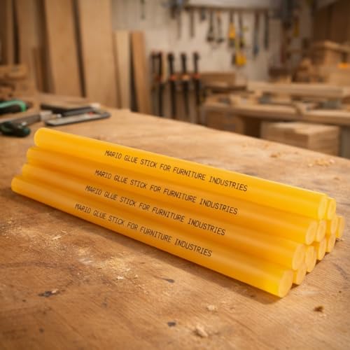 Image of Mario Furniture Grade Yellow Hot Melt Glue Stick 220mm x 11mm Pack of 20| Super Strong Adhesive | Professional Furniture Repair Glue Stick For Furniture Industry & Packaging Glue | Premium Range
