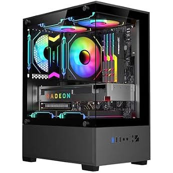 PC Case, Compatible with Gaming, Small M-ATX Mini Tower, Pillarless Design, Uses Alloy Steel Tempered Glass, Micro-ATX/ITX/M-ATX, Universal Use, Space Saving, Transparency Black