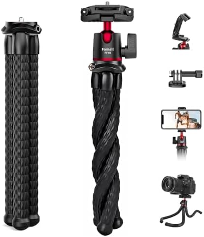 Portable Camera Tripod, Mini Flexible Stand for Phone with Cold S...