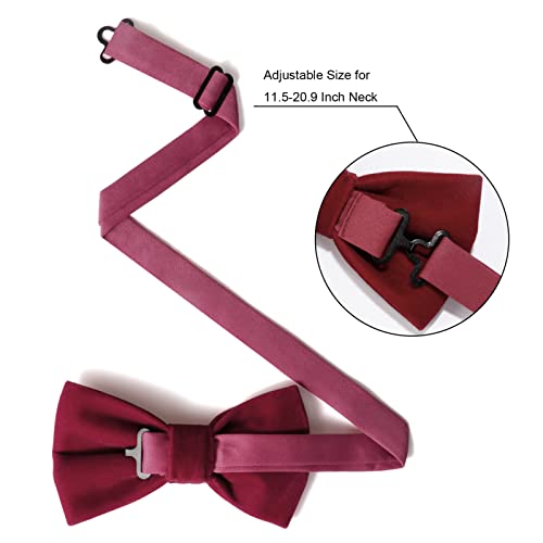 Houlife Mens Velvet Bowtie Pretied, Solid Color Formal Adjustable Tuxedo Bow Ties For Wedding Party Prom Various Color (Burgundy) #TOP4