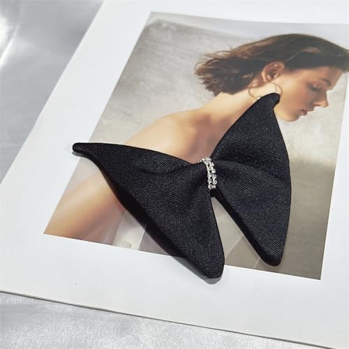 Image of Dainty Fabric Butterfly Brooch Pin for Women Girls Fashion Rhinestone Crystal Large Bowknot Brooches Lapel Corsage Boutonniere Pins Wedding Birthday Holiday Dress Accessories Jewelry Gift